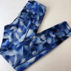 Lululemon Fast and Free Tight Blue Abstract Floral Print Leggings Size 6
